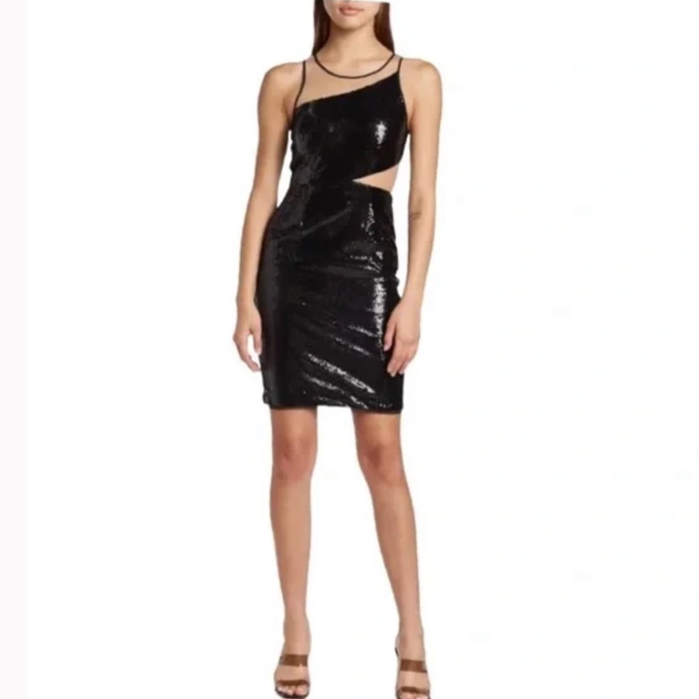 NWT TOCCIN (NY) Sequins Cutout Mesh Cocktail Dress 6